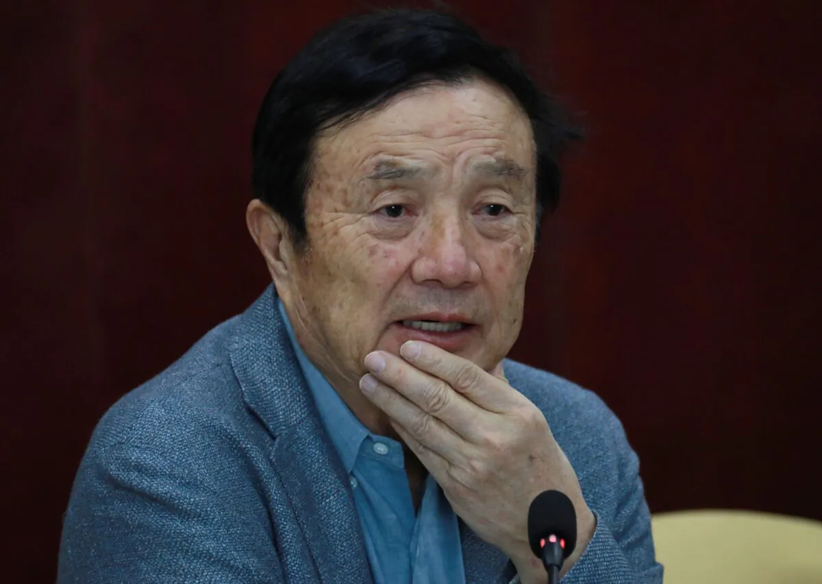 Huawei founder and CEO Ren Zhengfei speaks during a press briefing in Taiyuan, Shanxi Province, on Feb. 9, 2021. (Jessica Yang/AFP via Getty Images)