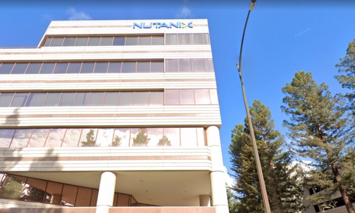 Headquarter of the American cloud computing software company Nutanix Inc. in North San Jose, Calif., in February 2021. (Google Maps/Screenshot via The Epoch Times)