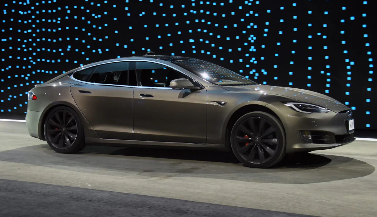 A Tesla Model S P100D in Ludicrous Mode is shown, during a press event for CES 2017 at The Pavilions at Las Vegas Market in Las Vegas, on Jan. 3, 2017. (Ethan Miller/Getty Images)