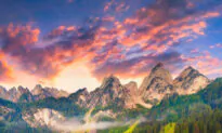 Colorful Summer Sunrise on the Vorderer Gosausee Lake in the Austrian Alps