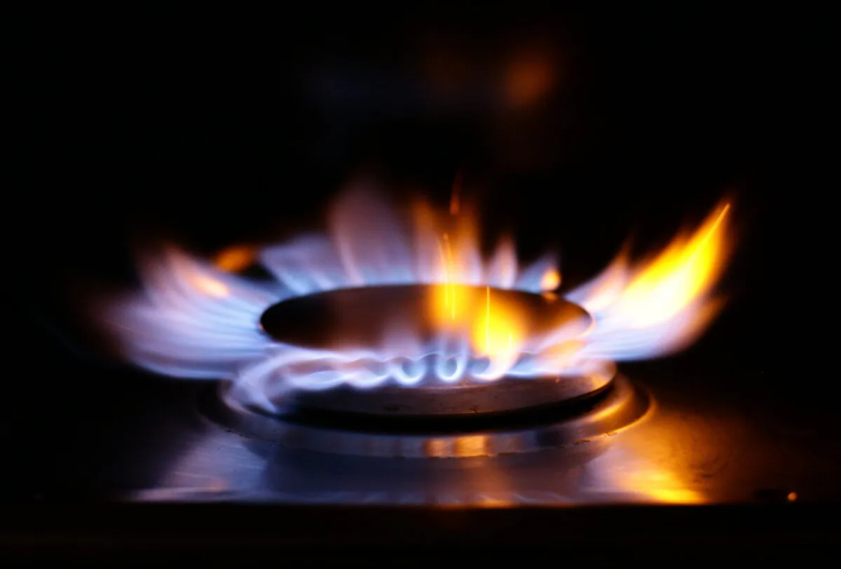 A lit ring on a gas hob at a home in north London. (Yui Mok/PA)