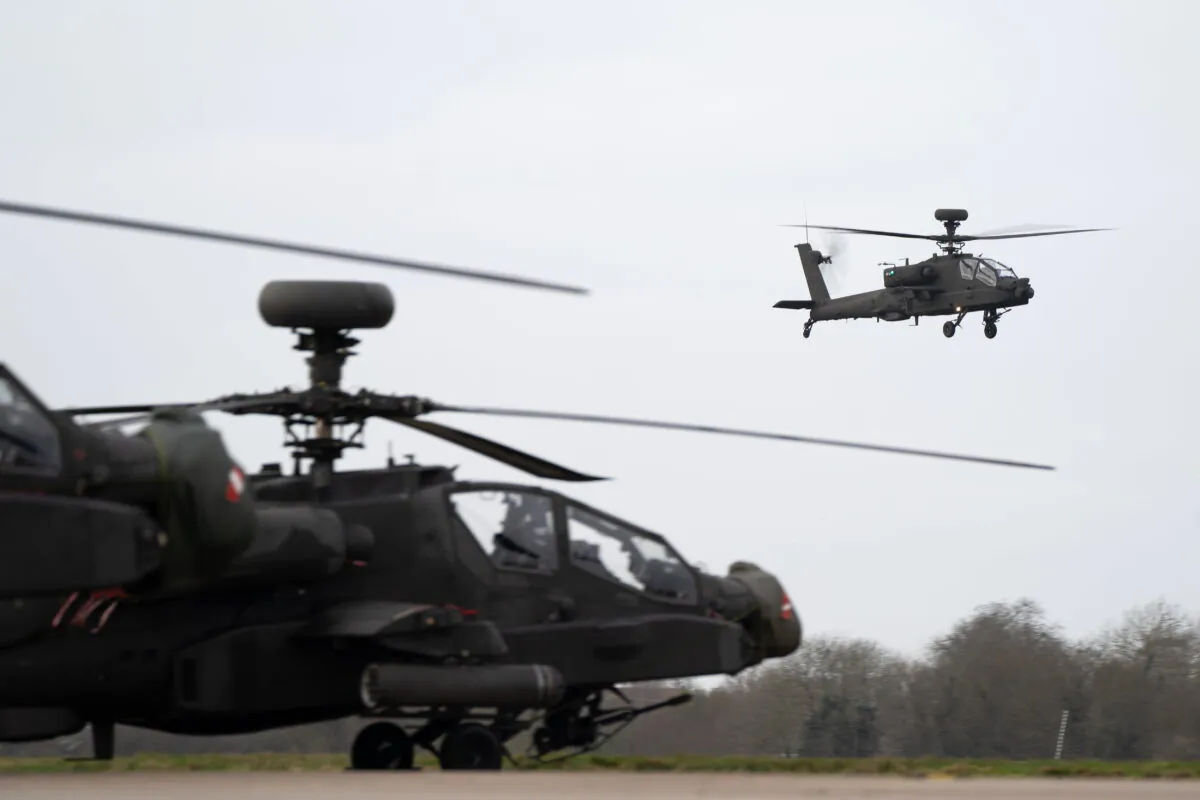 The Apache AH-64E attack helicopter at Wattisham Flying Station (Joe Giddens/PA)