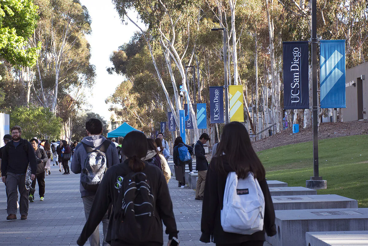 Students walk between classes at the University of California–San Diego in San Diego, Calif., on May 15, 2018. (Yang Jie/The Epoch Times)