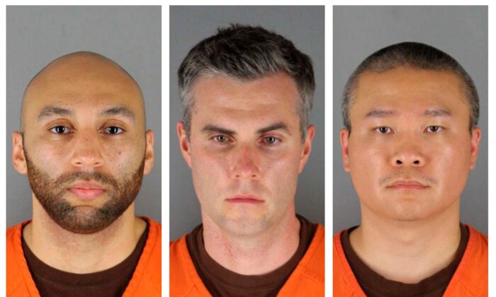 Former Minneapolis police officers J. Alexander Kueng (L), Thomas Lane (C), and Tou Thao (R). (Hennepin County Sheriff's Office via AP)