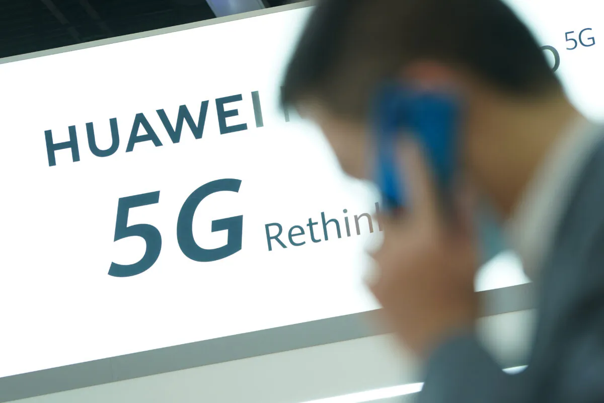 The Huawei stand promotes 5G products at the IFA 2020 Special Edition consumer electronics and appliances trade fair on the fair's opening day in Berlin, on Sept. 3, 2020. (Sean Gallup/Getty Images)