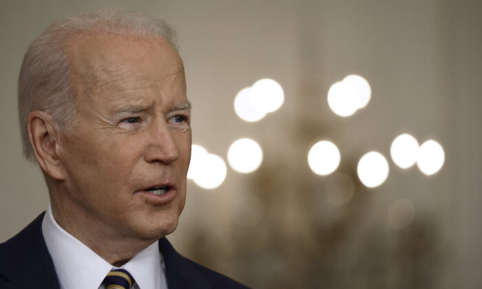 U.S. President Joe Biden talks to reporters during a news conference in the East Room of the White House in Washington D.C. on Jan. 19, 2022. (Chip Somodevilla/Getty Images)