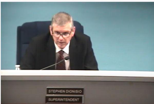 Screenshot of Charlotte County Schools Superintendent Steve Dionisio during comments delivered at the January 18, School Board Meeting.