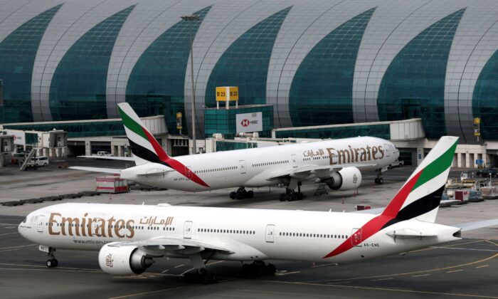 Emirates Airline Boeing 777-300ER planes are seen at Dubai International Airport in Dubai, United Arab Emirates, on Feb. 15, 2019. (Christopher Pike/Reuters)