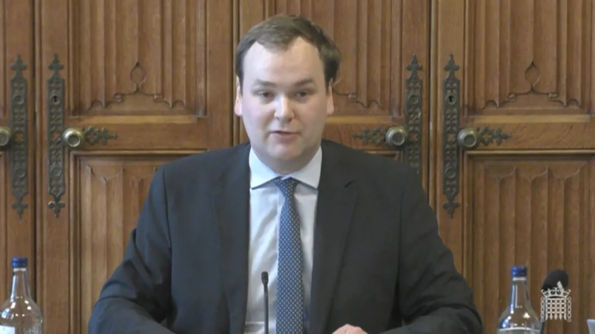 William Wragg, chairman of the Commons Public Administration and Constitutional Affairs Committee, speaks during a committee meeting in the House of Commons, London, on Jan. 20, 2022. (Parliament TV/PA)