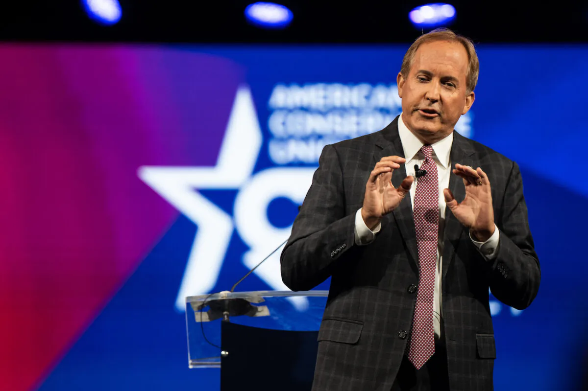 Texas Attorney General Ken Paxton speaks at CPAC at the Hilton Anatole in Dallas, Texas, on July 11, 2021. (Brandon Bell/Getty Images)