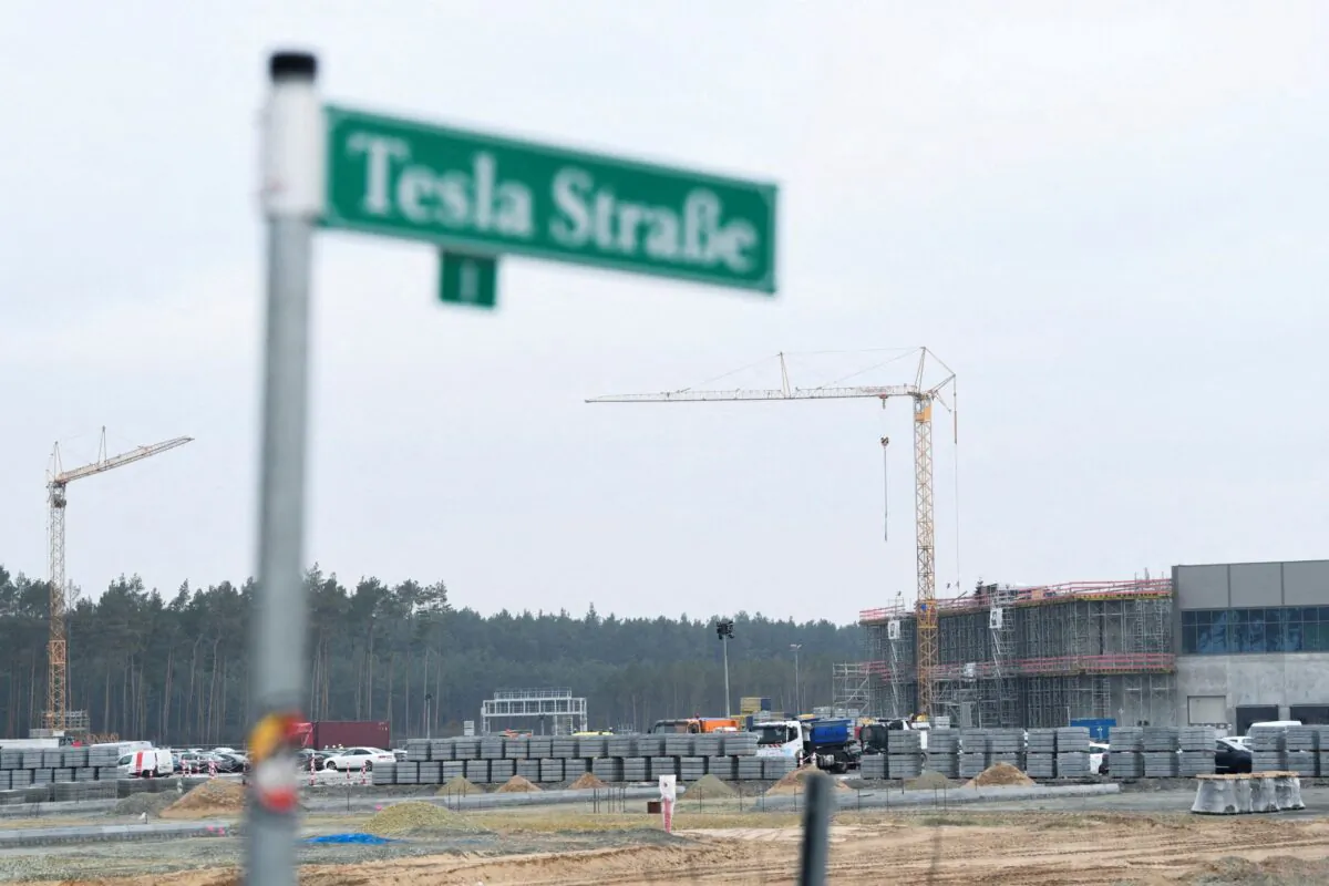 A general view of the construction site of Tesla's electric car factory is pictured in Gruenheide, near Berlin, Germany, on Dec. 28, 2021. (Annegret Hilse/Reuters)