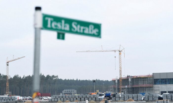 A general view of the construction site of Tesla's electric car factory is pictured in Gruenheide, near Berlin, Germany, on Dec. 28, 2021. (Annegret Hilse/Reuters)