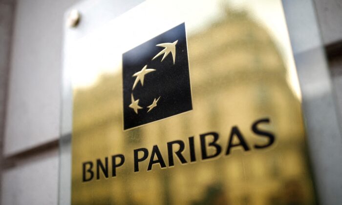 The BNP Paribas logo is seen at a branch in Paris on Feb. 4, 2020. (Benoit Tessier/Reuters)