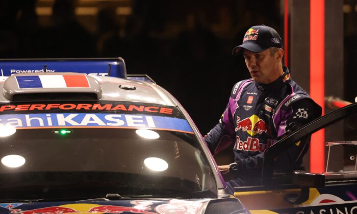 French driver Sebastien Loeb takes a departure of the 90th WRC Monte-Carlo Rally, in Monaco, on Jan. 20, 2022. (Valery Hache/AFP via Getty Images)