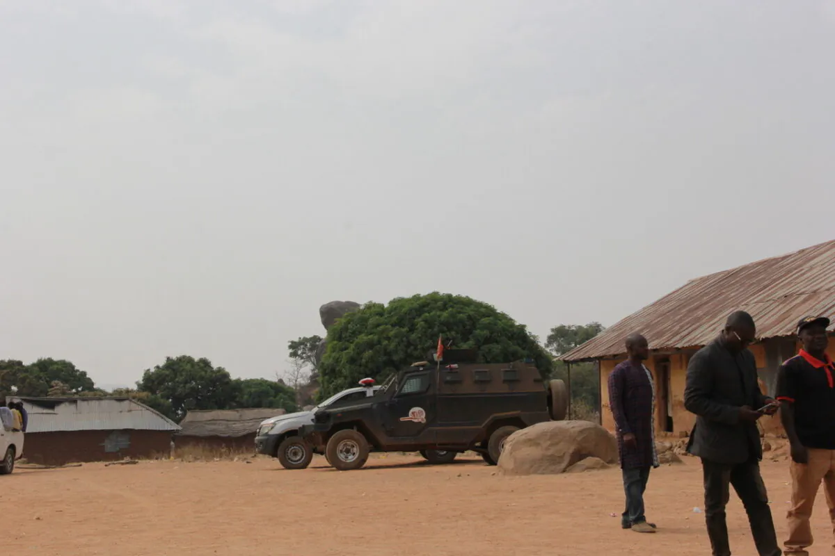 A military truck and armored personnel carrier at a military base in the center of Ancha in Nigeria on Jan. 12, 2022. (Masara Kim/The Epoch Times)
