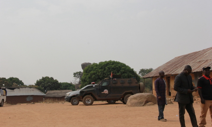 A military truck and armored personnel carrier at a military base in the center of Ancha in Nigeria on Jan. 12, 2022. (Masara Kim/The Epoch Times)