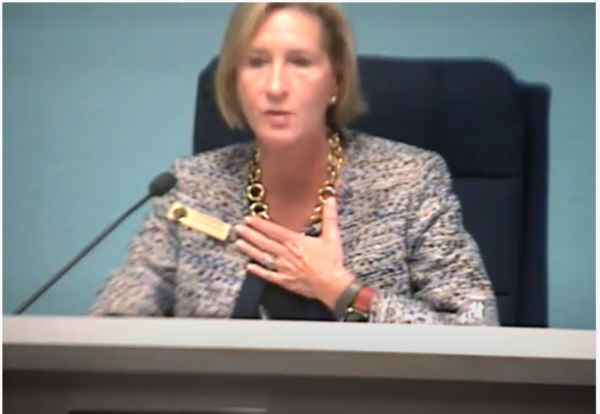 Screenshot of Charlotte County School Board Vice Chair Kim Amontree at the January 18, 2022 school board meeting.
