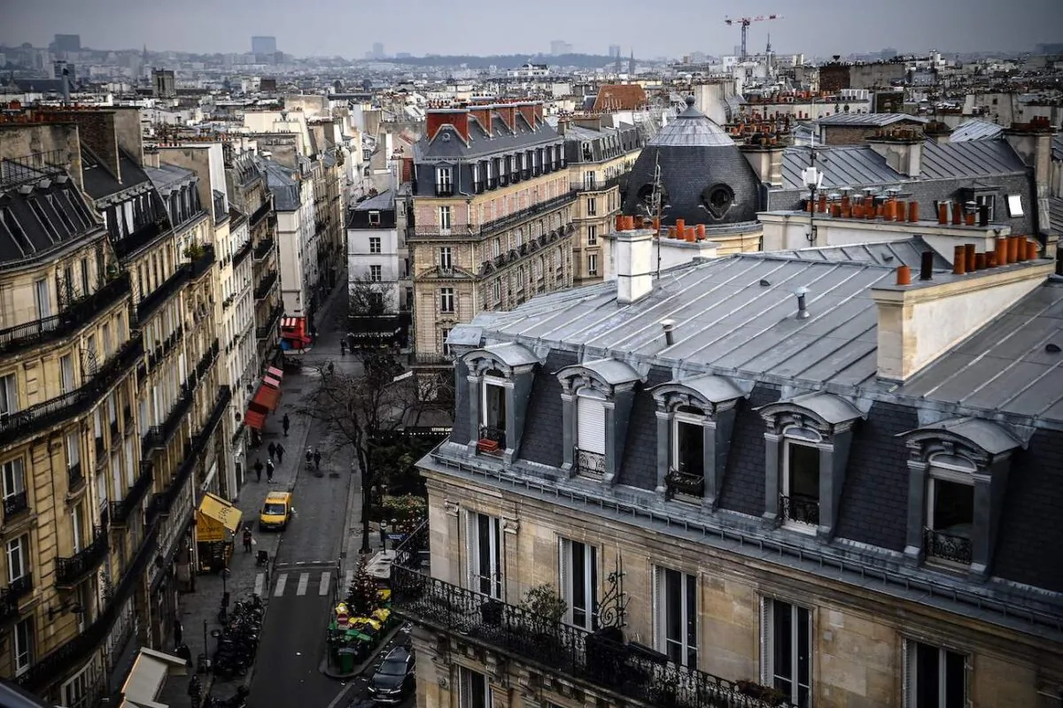 A street and roofs of central Paris on Jan. 17. (Christophe Archambault/AFP via Getty Images)