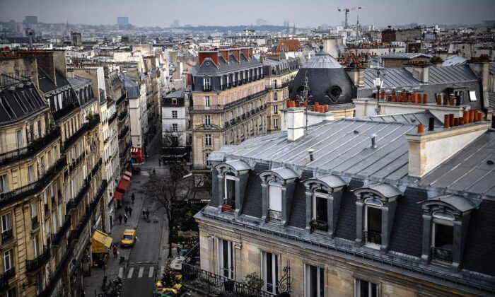 A street and roofs of central Paris on Jan. 17. (Christophe Archambault/AFP via Getty Images)