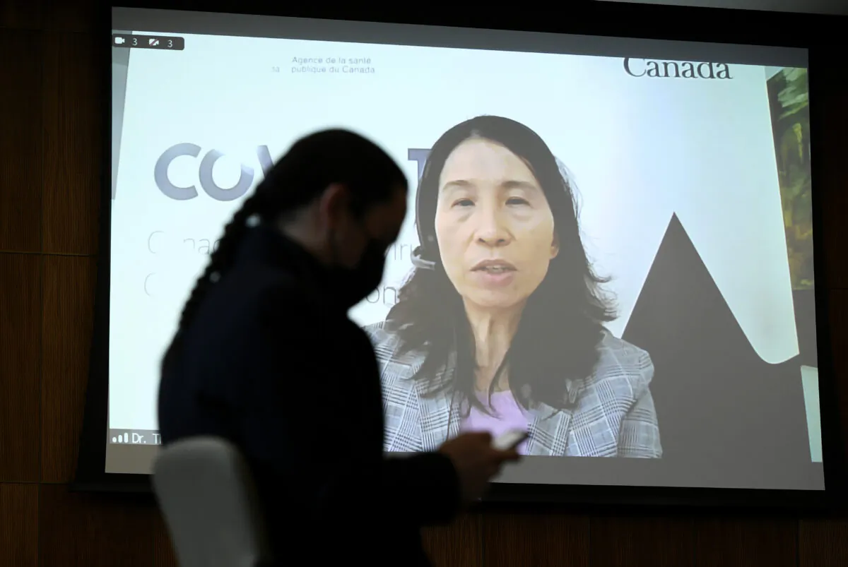 Chief Public Health Officer of Canada Dr. Theresa Tam is seen via videoconference during a news conference on the COVID-19 pandemic and the omicron variant, in Ottawa on Jan. 7, 2022. (The Canadian Press/Justin Tang)
