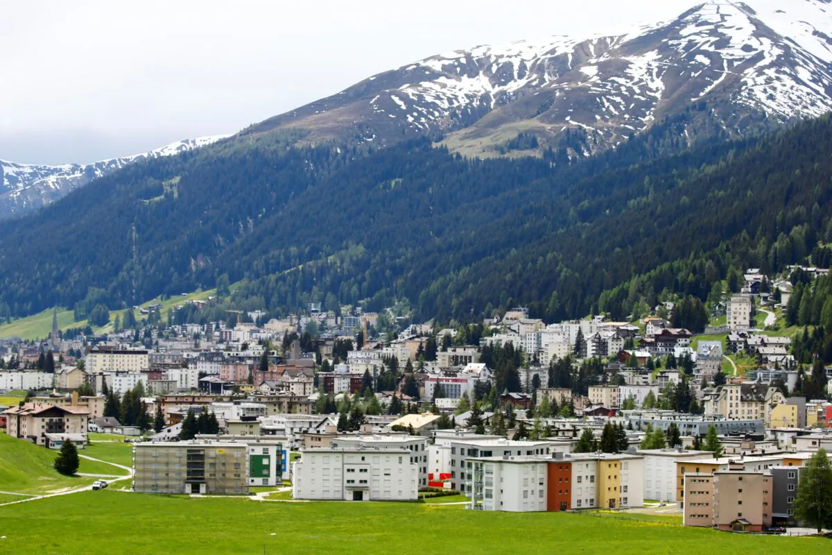 The Alpine resort  city of Davos in  Switzerland, on June 9, 2021. (Arnd Wiegmann/Reuters)