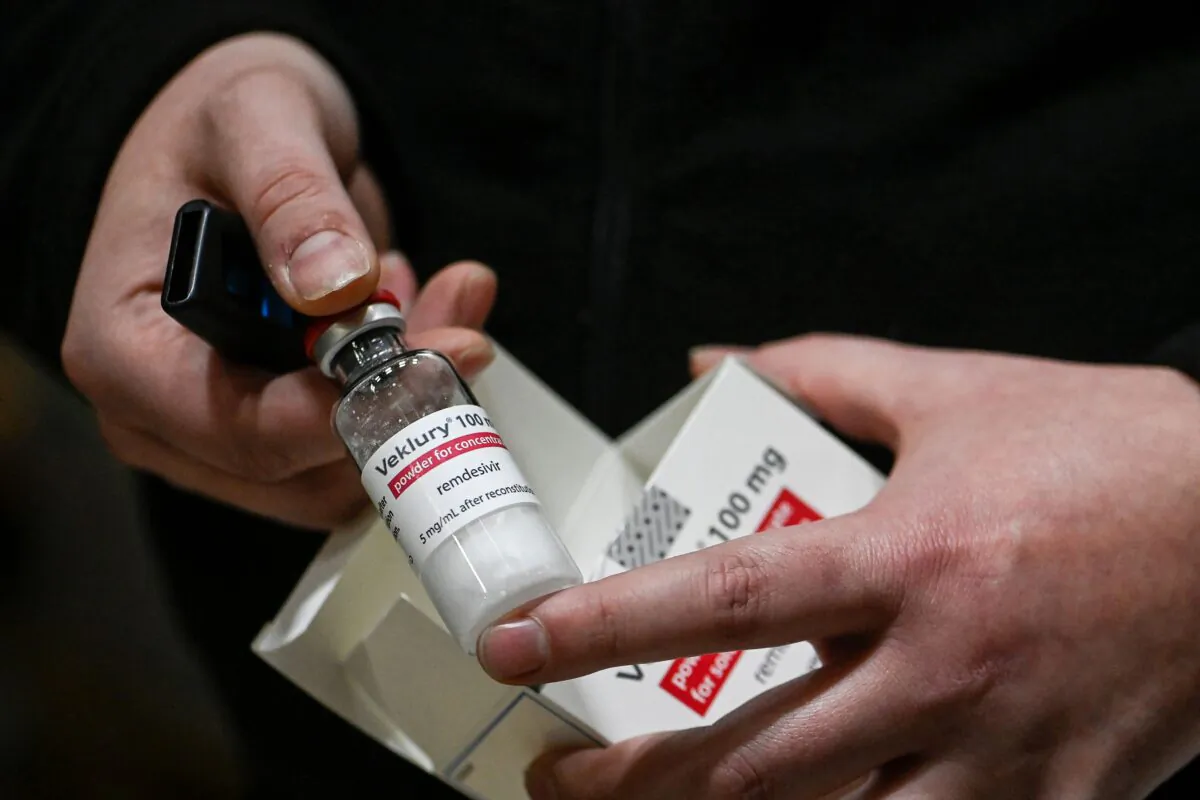 A vial of Gilead Sciences' remdesivir in Belgium in a file image. (Dirk Vaem/Belga/AFP via Getty Images)