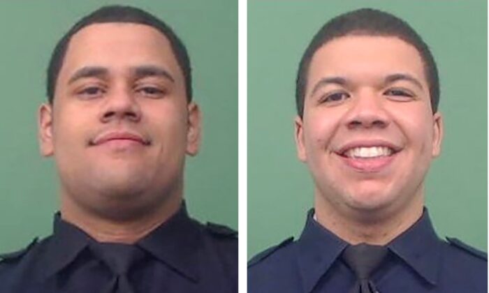 NYPD Officers Wilbert Mora (L) and Jason Rivera. (Courtesy of NYPD via AP)