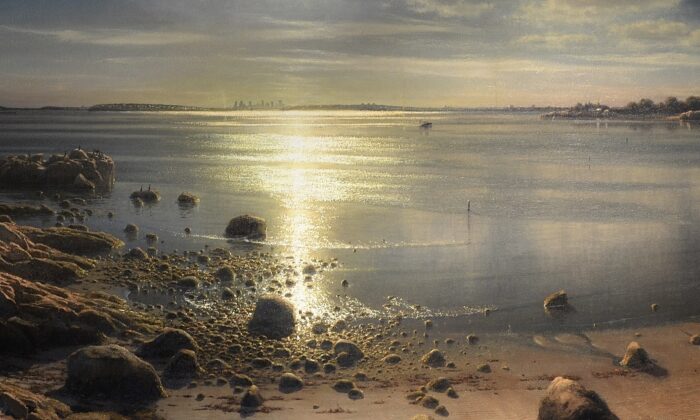 “Glare on a Calm Sea” by Joseph McGurl. Oil on canvas; 36 inches by 72 inches. (Courtesy of Joseph McGurl)