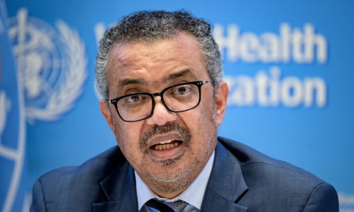 Tedros Adhanom Ghebreyesus, director-general of the World Health Organization, speaks during a briefing in a file image. (Fabrice Coffrini/AFP via Getty Images)