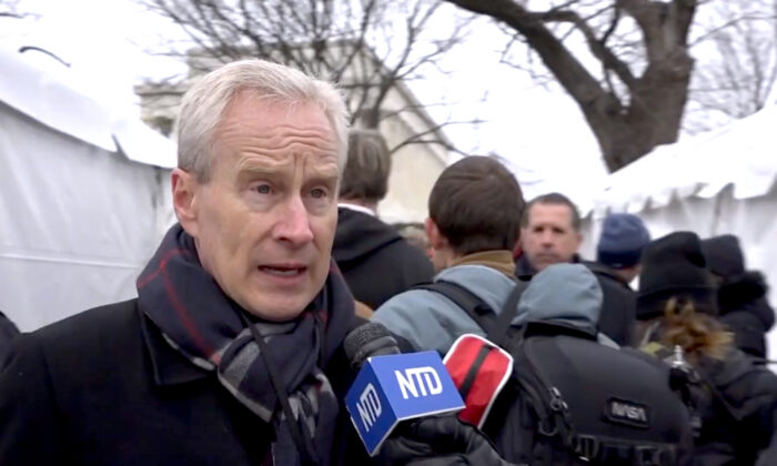 Dr. Peter McCullough in an interview with NTD's Capitol Reports program during "Defeat The Mandate" rally in Washington D.C., on Jan. 23, 2022. (Screenshot via The Epoch Times)