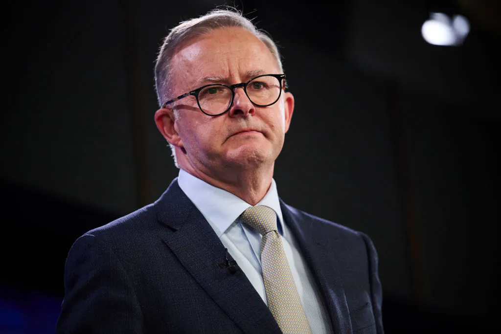 CANBERRA, AUSTRALIA - JANUARY 25: Anthony Albanese speaks at the National Press Club on January 25, 2022 in Canberra, Australia. Anthony Albanese is leader of the Australian Labor Party and leader of the opposition. (Photo by Rohan Thomson/Getty Images)