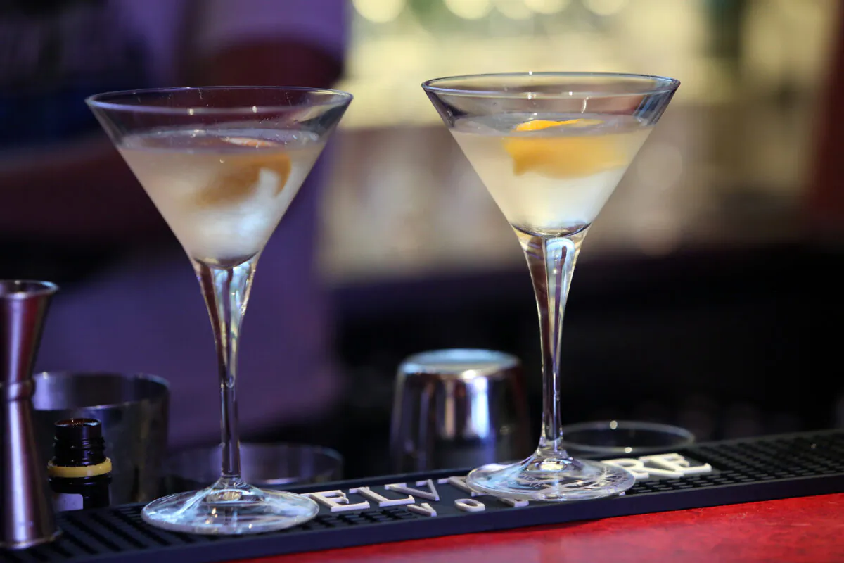Vodka martini cocktails sit on a bar in a 2014 file photo. (Adam Berry/Getty Images for Belvedere)