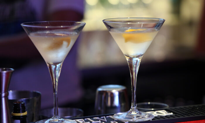 Vodka martini cocktails sit on a bar in a 2014 file photo. (Adam Berry/Getty Images for Belvedere)