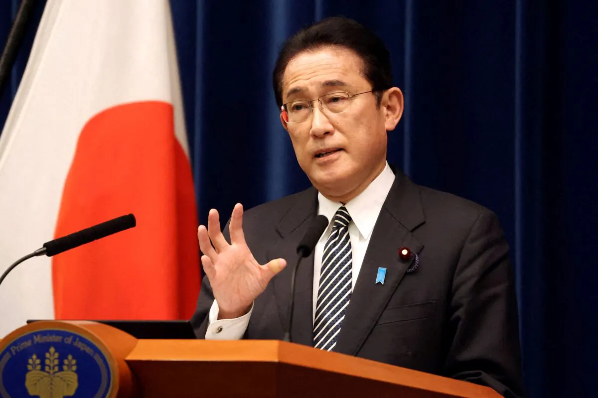 Japanese Prime Minister Fumio Kishida speaks before the media at his official residence as an extraordinary Diet session was closed, in Tokyo, Japan, on Dec. 21, 2021. (Yoshikazu Tsuno/Pool via Reuters)