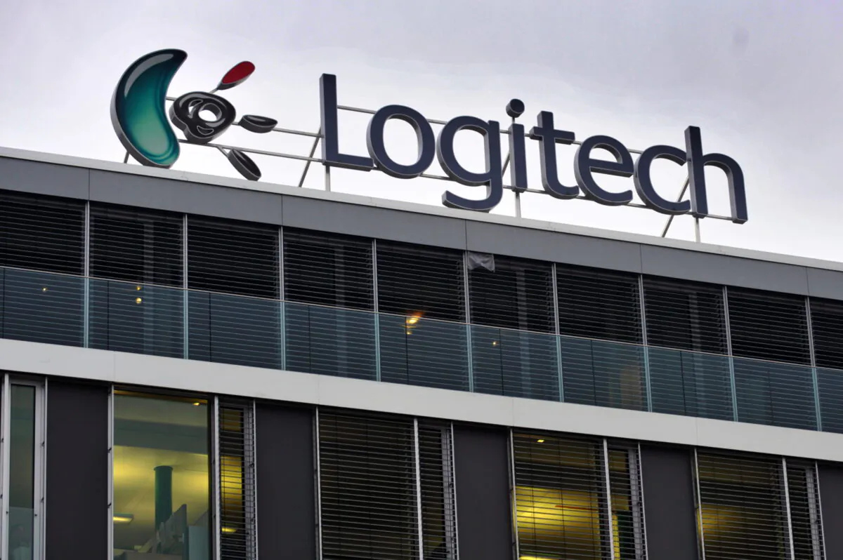 The logo of the Swiss computer control devices manufacturer Logitech is seen in front of the company offices in Morges, Switzerland, on Jan. 6, 2008. (Fabrice Coffrini/AFP via Getty Images)
