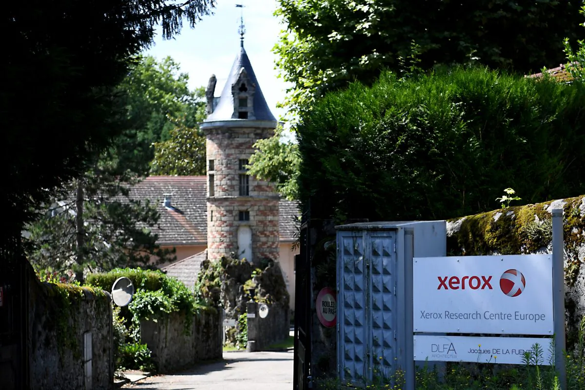 The entrance of the Xerox research center dedicated to artificial intelligence in Meylan, France, on June 27, 2017. (Jean-Pierre Clatot/AFP via Getty Images)