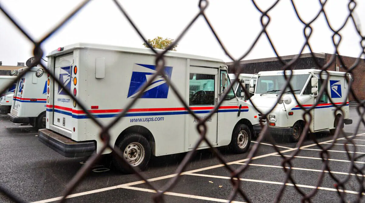 U.S. Postal Service delivery trucks are seen at a post office in Manassas, Va., on Sept. 5, 2011. (Karen Bleier/AFP via Getty Images)