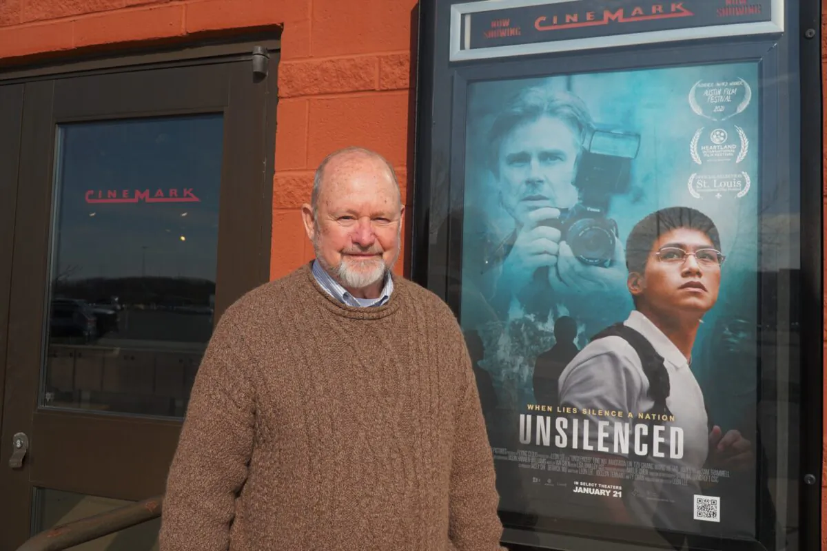Delaware State Senator Dave Lawson was shocked after watching the film "Unsilenced" at the Cinemark Christiana and XD in Delaware on Jan. 24, 2022. (Lily Sun/The Epoch Times)