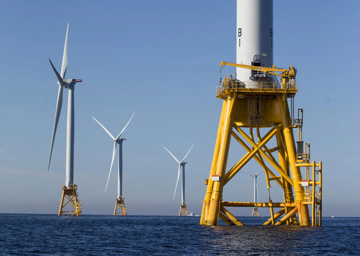 The GE-Alstom Block Island Wind Farm stands three miles off of Block Island, Rhode Island, on Sept. 22, 2016. (Scott Eisen/Getty Images)