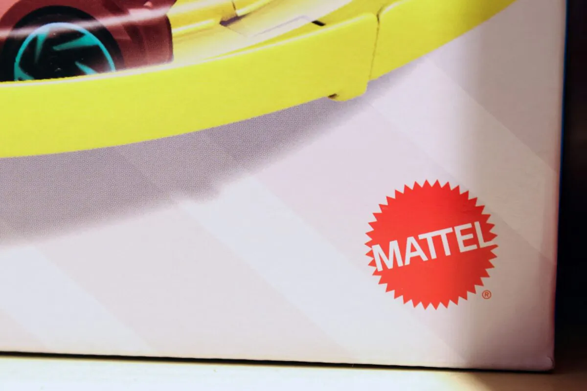 The Mattel logo is seen on a toy in the Kidding Around toy store Manhattan, New York, on Nov. 23, 2021. (Andrew Kelly/Reuters)