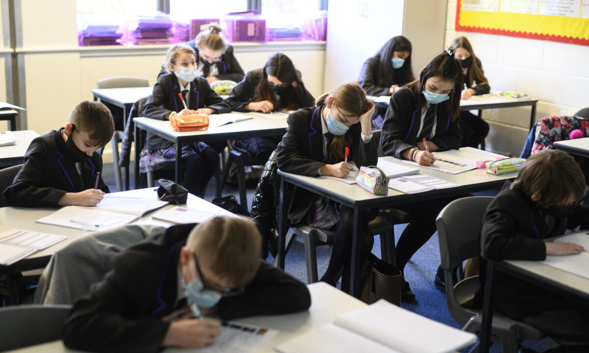School students pupil england uk masks