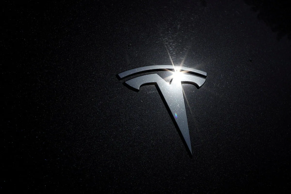 The Tesla logo is seen on a car in Los Angeles, Calif., on July 9, 2020.  (Lucy Nicholson/Reuters)