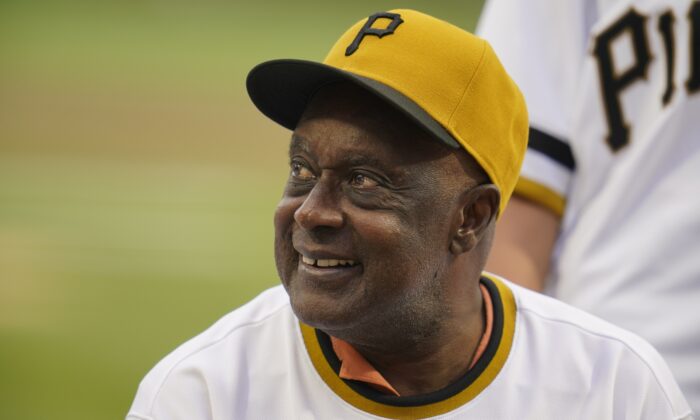 Gene Clines, a member of the 1971 World Champion Pittsburgh Pirates, takes part in a celebration of the 50th anniversary of the championship season before of a baseball game between the Pirates and the New York Mets in Pittsburgh on July 17, 2021. (Gene J. Puskar/AP Photo)