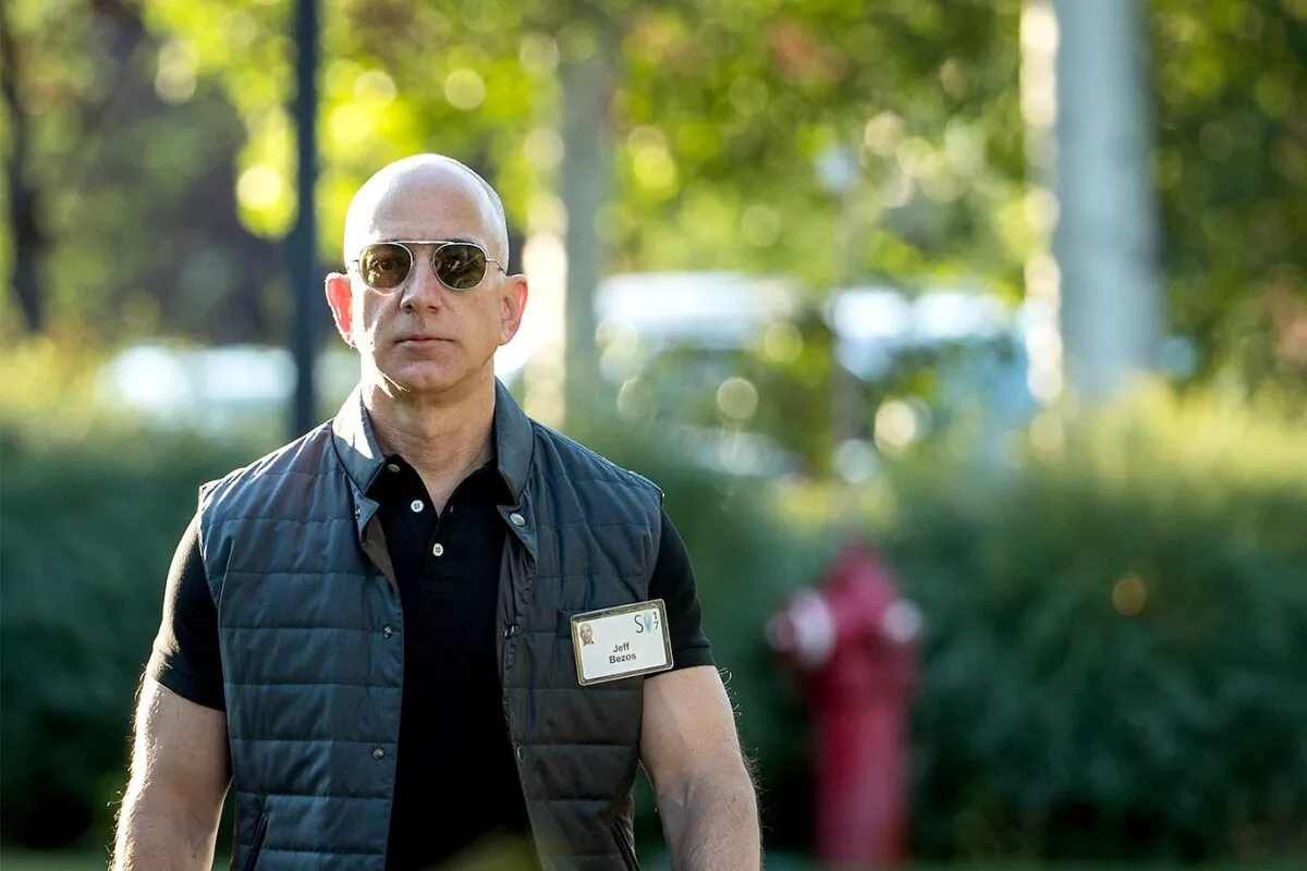 Jeff Bezos, CEO of Amazon, in Sun Valley, Idaho, in July 2017. (Drew Angerer/Getty Images)