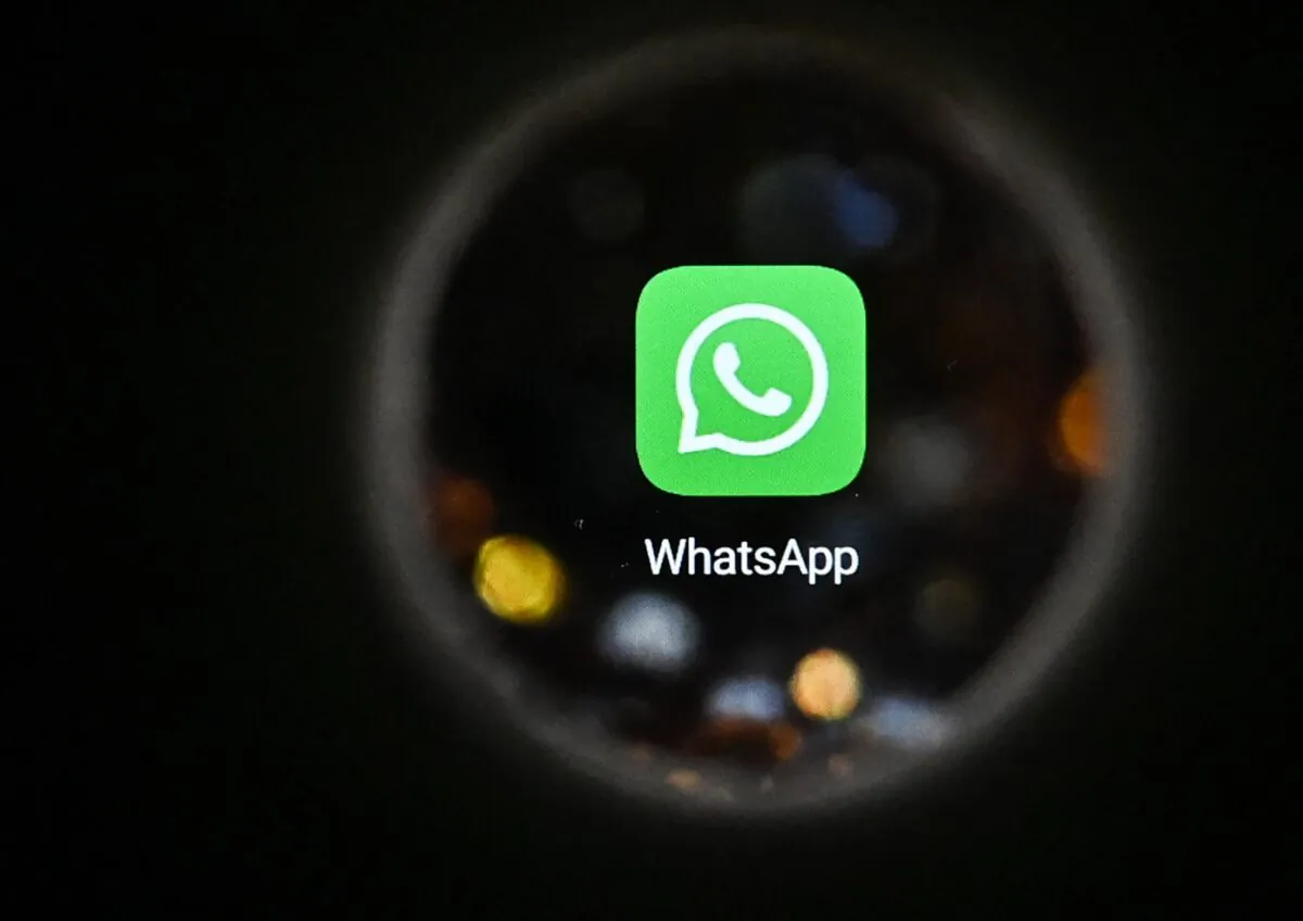 The instant messaging software Whatsapp logo on a smartphone screen in Moscow, on Oct. 5, 2021. (Kirill Kudryavtsev/AFP via Getty Images)
