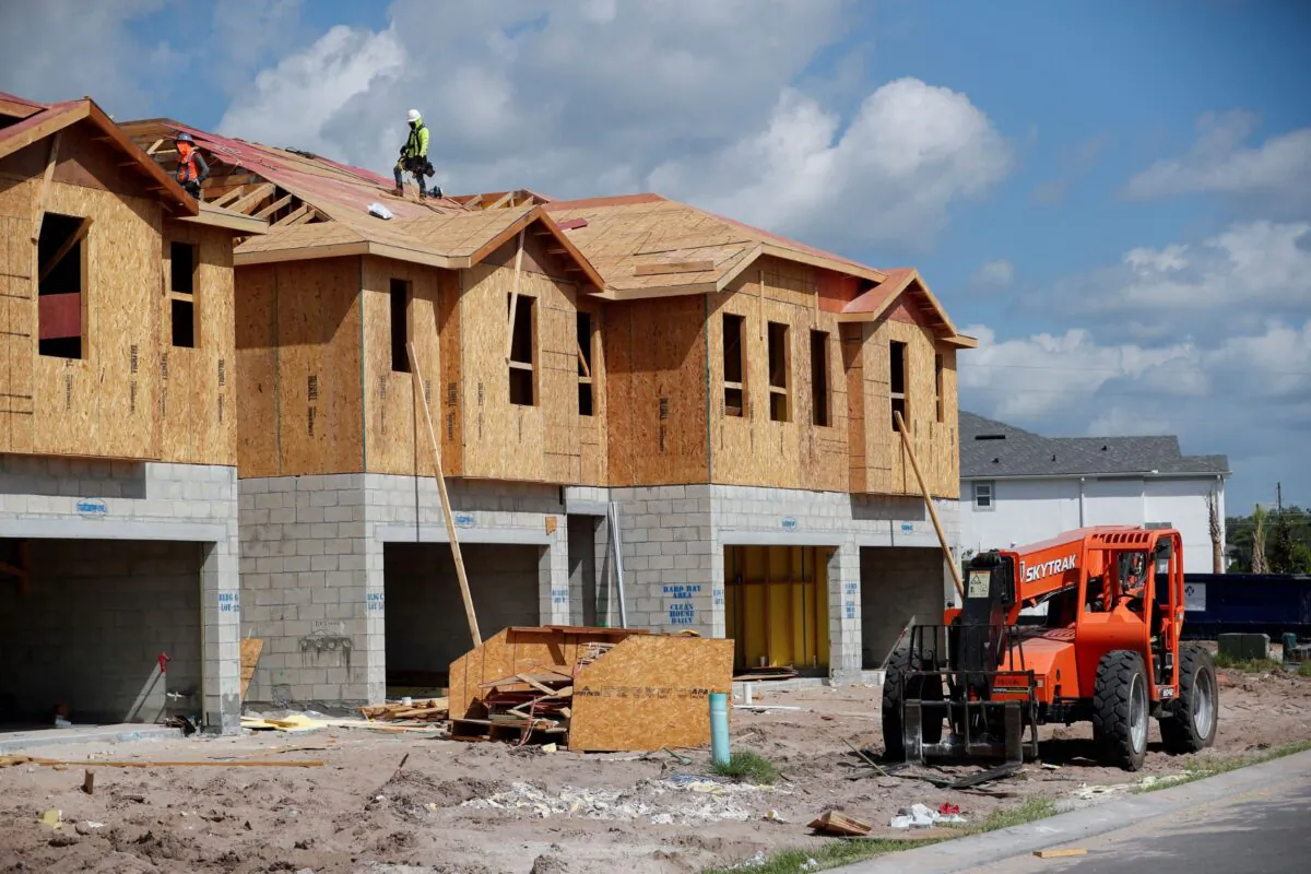 New townhomes are seen under construction while building material supplies are in high demand in Tampa, Fla., on May 5, 2021. (Octavio Jones/Reuters)