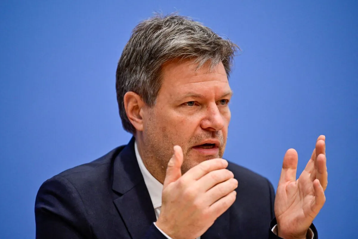 German Minister of Economics and Climate Protection Robert Habeck speaks as he presents the German government's annual economic report in Berlin, Germany, on Jan. 26, 2022. (John Macdougall/Pool Via Reuters)