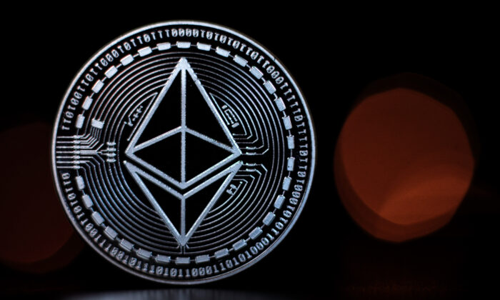 A photo illustration of the Ethereum cryptocurrency in London on April 25, 2018. (Jack Taylor/Getty Images)