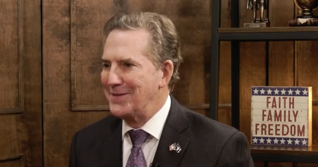 Former Senator Jim DeMint discusses vaccine mandates in an interview on NTD's Capitol Report on Jan. 29, 2022. (Screenshot/NTD News)