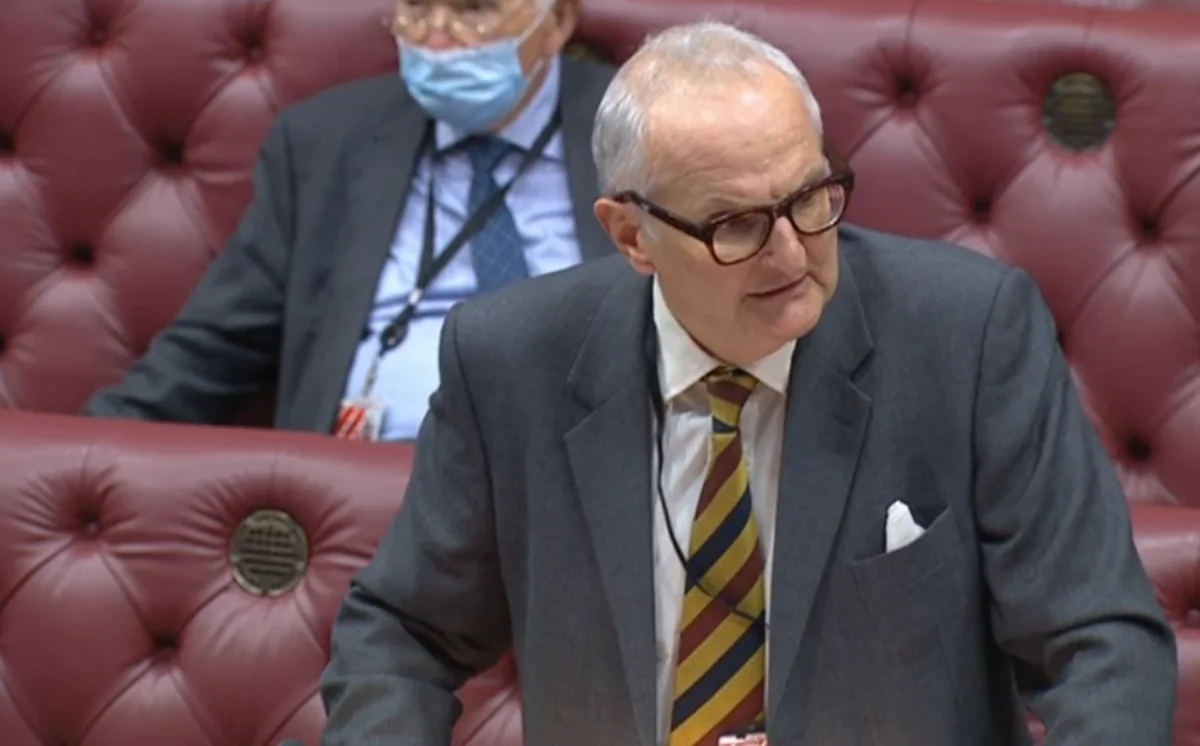 Conservative peer Lord Agnew announces his intention to quit the government in the House of Lords in Westminster, London, on Jan. 24, 2022. (House of Commons/PA)